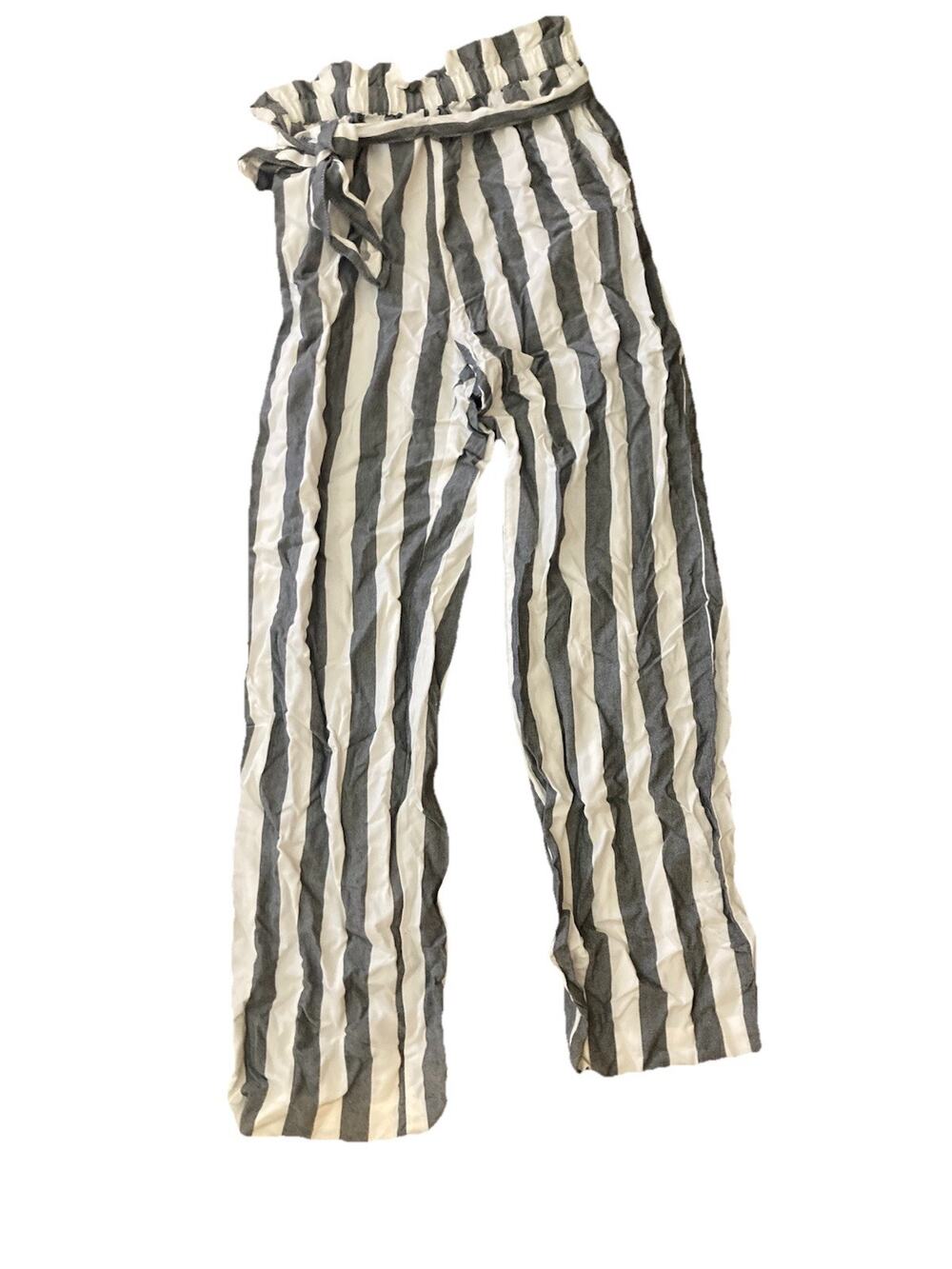 American Eagle White and Grey Striped Viscose Pants Breathable Beachy Classic XS